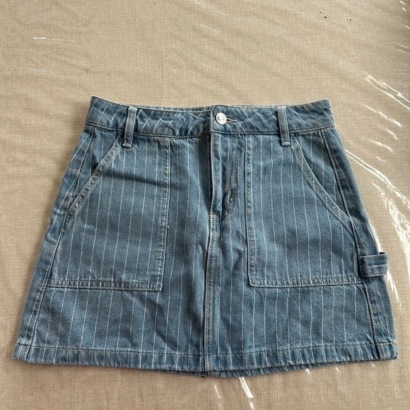 PacSun Denim Mini Skirt with White Stripes - Picture 1 of 2